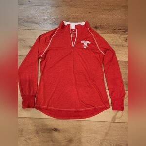 Colosseum Top Womens  XXL Red 1/4 Zip Wisconsin University Long Sleeve N…